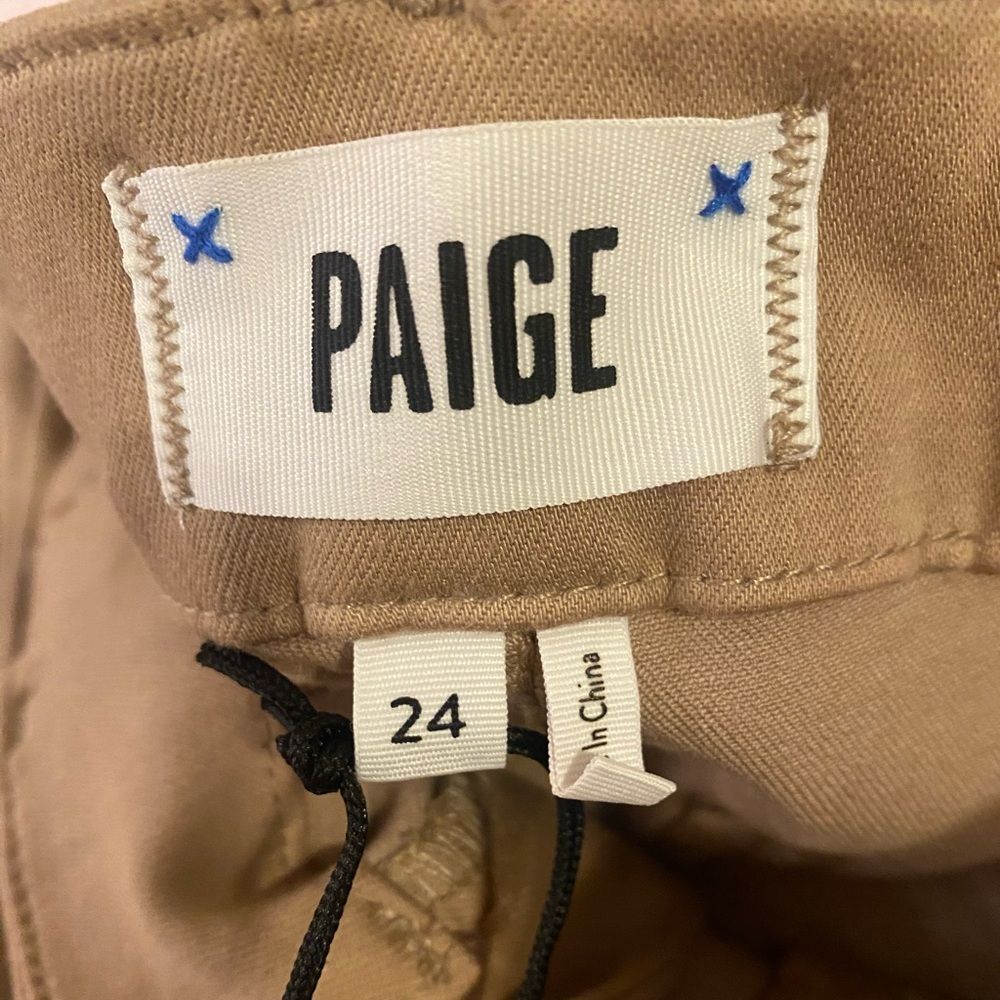 NWT PAIGE Carly Coated Wide Leg Cargo Pants French Latte Luxe Coating Size 24 - Picture 6 of 6